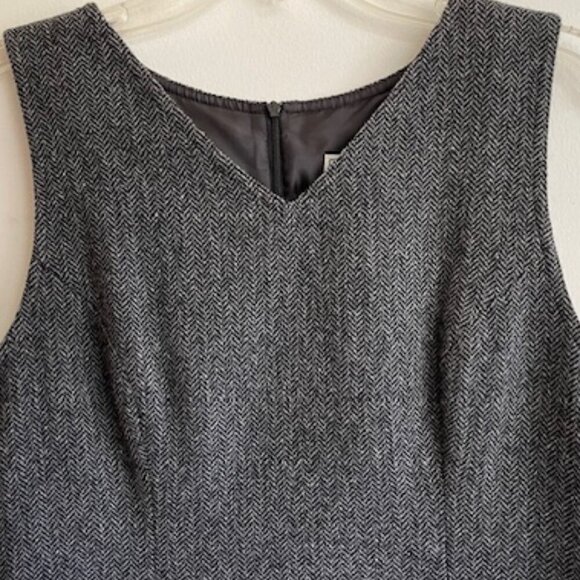 L. L. BEAN Sheath V Neck Herringbone Wool Dress Vintage - Picture 7 of 15